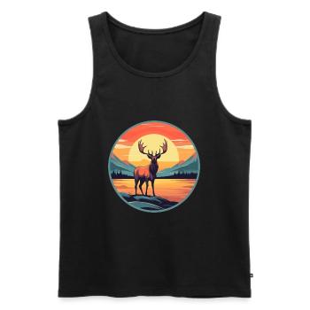 Wapiti Aquarelle Colorée Dessin Animé Kawaii Animal - Débardeur bio Premium Homme - noir - Devant - AI Model Male 178 light (178cm)