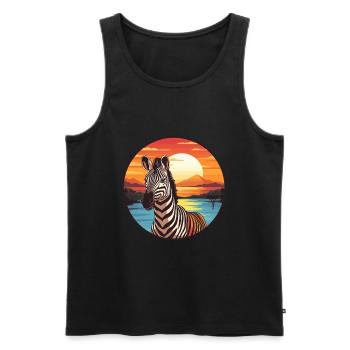 Zebra buntes Aquarell Cartoon Kawaii Tier - Männer Premium Bio Tank Top - Schwarz - Vorne - Michal (187cm)
