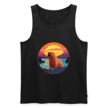 Morse aquarelle colorée dessin animé Kawaii Animal - Débardeur bio Premium Homme - noir - Devant - Michal (187cm)