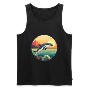 Wal bunte Aquarell-Karikatur Kawaii-Tier - Männer Premium Bio Tank Top - Schwarz - Vorne - Michal (187cm)