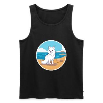 Arktisfuchs Aquarell Cartoon Kawaii Clipart Haustier - Männer Premium Bio Tank Top - Schwarz - Vorne - AI Model Male 178 light (178cm)