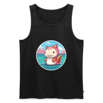 Axolotl aquarelle dessin animé Kawaii Clipart Animal - Débardeur bio Premium Homme - noir - Devant - Michal (187cm)