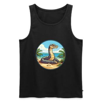 Anaconda Watercolor Cartoon Kawaii Clipart Animal - Men's Premium Organic Tank Top - black - Front - AI Model Male 178 light (178cm)