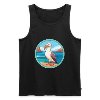 Albatross Watercolor Cartoon Kawaii Clipart Animal - Men's Premium Organic Tank Top - black - Front - Michal (187cm)