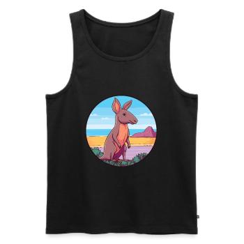 Aardvark Watercolor Cartoon Kawaii Clipart Animal - Men's Premium Organic Tank Top - black - Front - Michal (187cm)