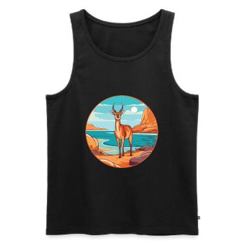 Antilope Aquarell Cartoon Kawaii Clipart Tier - Männer Premium Bio Tank Top - Schwarz - Vorne - Michal (187cm)