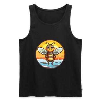 Abeille aquarelle dessin animé Kawaii Clipart Animal - Débardeur bio Premium Homme - noir - Devant - AI Model Male 178 light (178cm)