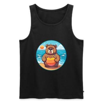 Ours aquarelle dessin animé Kawaii Clipart Animal - Débardeur bio Premium Homme - noir - Devant - Michal (187cm)