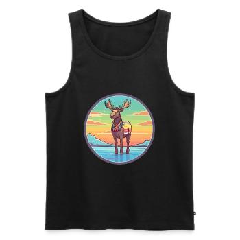 Karibu Aquarell Karikatur Kawaii Clipart Tier - Männer Premium Bio Tank Top - Schwarz - Vorne - AI Model Male 178 light (178cm)