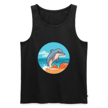 Delfin Aquarell Cartoon Kawaii Clipart Tier - Männer Premium Bio Tank Top - Schwarz - Vorne - AI Model Male 178 light (178cm)