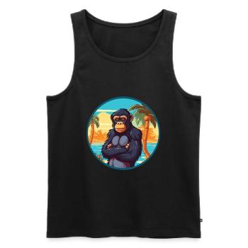 Bonobo Watercolor Cartoon Kawaii Clipart Animal - Men's Premium Organic Tank Top - black - Front - Michal (187cm)