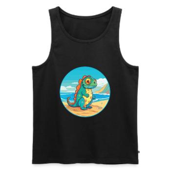 Chameleon Watercolor Cartoon Kawaii Clipart Animal - Men's Premium Organic Tank Top - black - Front - Michal (187cm)