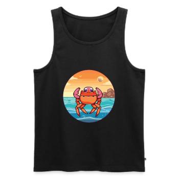 Crab Watercolor Cartoon Kawaii Clipart Animal - Men's Premium Organic Tank Top - black - Front - Michal (187cm)