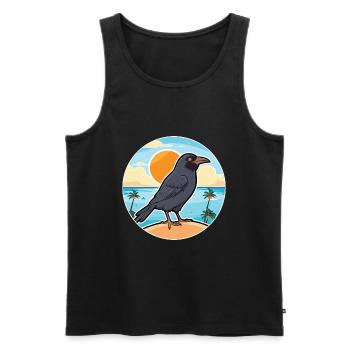 Crow Watercolor Cartoon Kawaii Clipart Animal - Men's Premium Organic Tank Top - black - Front - Michal (187cm)