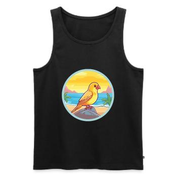 Canari oiseau aquarelle dessin animé Kawaii Clipart animal de compagnie - Débardeur bio Premium Homme - noir - Devant - Michal (187cm)