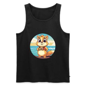 Chipmunk Watercolor Cartoon Kawaii Clipart Animal - Men's Premium Organic Tank Top - black - Front - AI Model Male 178 light (178cm)