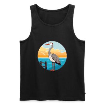 Grue Aquarelle Cartoon Kawaii Clipart Animal - Débardeur bio Premium Homme - noir - Devant - Michal (187cm)