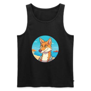 Coyote Watercolor Cartoon Kawaii Clipart Animal - Men's Premium Organic Tank Top - black - Front - Michal (187cm)