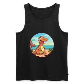 Dinosaure aquarelle dessin animé Kawaii Clipart Animal - Débardeur bio Premium Homme - noir - Devant - Michal (187cm)