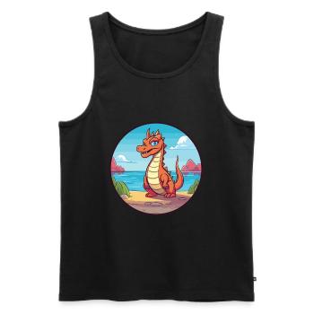 Dragon Aquarelle Cartoon Kawaii Clipart Animal - Débardeur bio Premium Homme - noir - Devant - Michal (187cm)