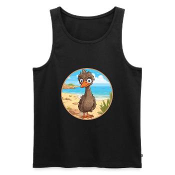 Emu Aquarelle Cartoon Kawaii Clipart Animal - Débardeur bio Premium Homme - noir - Devant - Michal (187cm)