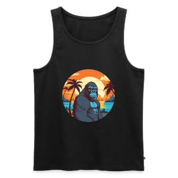 Gorilla Watercolor Cartoon Kawaii Clipart Animal - Men's Premium Organic Tank Top - black - Front - Michal (187cm)