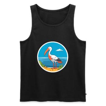 Ibis Watercolor Cartoon Kawaii Clipart Animal - Men's Premium Organic Tank Top - black - Front - AI Model Male 178 light (178cm)