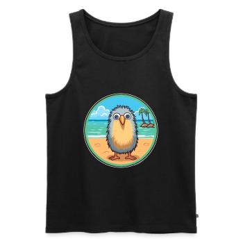 Kiwi Aquarell Cartoon Kawaii Clipart Tier - Männer Premium Bio Tank Top - Schwarz - Vorne - Michal (187cm)