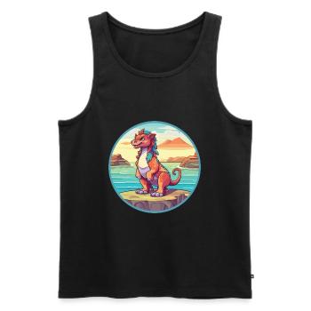 Chimère aquarelle dessin animé Kawaii Clipart Animal - Débardeur bio Premium Homme - noir - Devant - Michal (187cm)