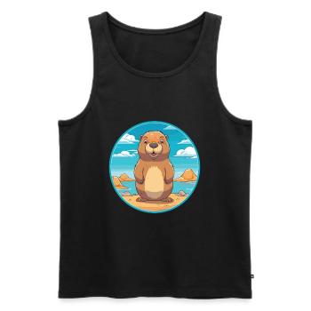 Und täglich grüßt das Murmeltier Aquarell Karikatur Kawaii Clipart Tier - Männer Premium Bio Tank Top - Schwarz - Vorne - Michal (187cm)