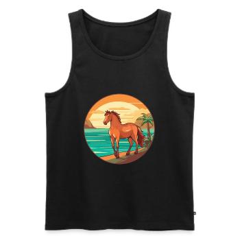 Pferd Aquarell Karikatur Kawaii Clipart Tier - Männer Premium Bio Tank Top - Schwarz - Vorne - Michal (187cm)