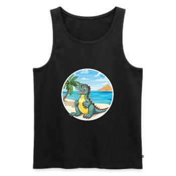 Iguana Watercolor Cartoon Kawaii Clipart Animal - Men's Premium Organic Tank Top - black - Front - AI Model Male 178 light (178cm)