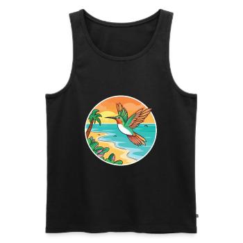 Colibri aquarelle dessin animé Kawaii Clipart animal de compagnie - Débardeur bio Premium Homme - noir - Devant - Michal (187cm)