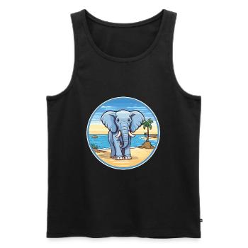 Elephant Watercolor Cartoon Kawaii Clipart Animal - Men's Premium Organic Tank Top - black - Front - Michal (187cm)