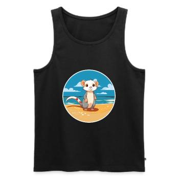 Ferret Watercolor Cartoon Kawaii Clipart Animal - Men's Premium Organic Tank Top - black - Front - Michal (187cm)