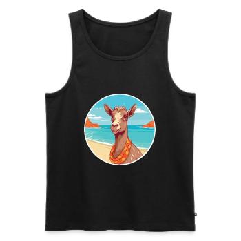 Ziege Aquarell Cartoon Kawaii Clipart Tier - Männer Premium Bio Tank Top - Schwarz - Vorne - Michal (187cm)