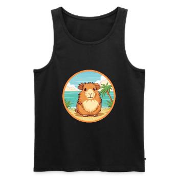 Cochon d’Inde aquarelle dessin animé Kawaii Clipart animal de compagnie - Débardeur bio Premium Homme - noir - Devant - Michal (187cm)