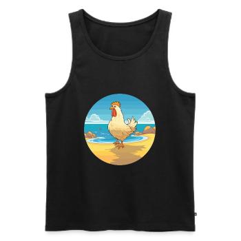 Hen Watercolor Cartoon Kawaii Clipart Animal - Men's Premium Organic Tank Top - black - Front - AI Model Male 178 light (178cm)