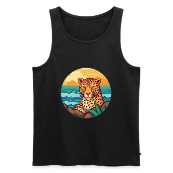 Jaguar Watercolor Cartoon Kawaii Clipart Animal - Men's Premium Organic Tank Top - black - Front - Michal (187cm)