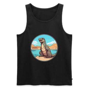 Komodo Dragon Aquarelle Dessin Animé Kawaii Animal - Débardeur bio Premium Homme - noir - Devant - Michal (187cm)