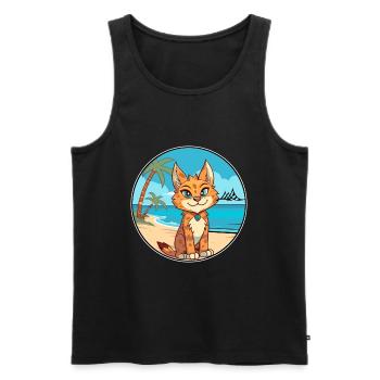 Lynx Watercolor Cartoon Kawaii Clipart Animal - Men's Premium Organic Tank Top - black - Front - Michal (187cm)