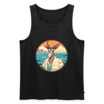Oryx Aquarelle Dessin Animé Kawaii Clipart Animal - Débardeur bio Premium Homme - noir - Devant - AI Model Male 178 light (178cm)