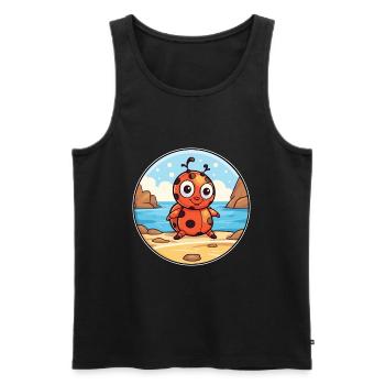 Ladybug Watercolor Cartoon Kawaii Clipart Animal - Men's Premium Organic Tank Top - black - Front - AI Model Male 178 light (178cm)