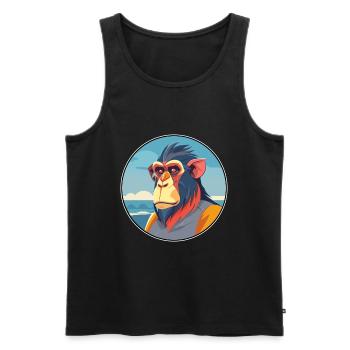 Mandrill Watercolor Cartoon Kawaii Clipart Animal - Men's Premium Organic Tank Top - black - Front - AI Model Male 178 light (178cm)