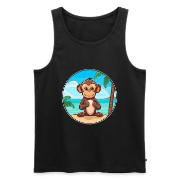 Monkey Watercolor Cartoon Kawaii Clipart Animal - Men's Premium Organic Tank Top - black - Front - AI Model Male 178 light (178cm)
