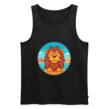 Manticore Aquarelle Dessin Animé Kawaii Clipart Animal - Débardeur bio Premium Homme - noir - Devant - Michal (187cm)