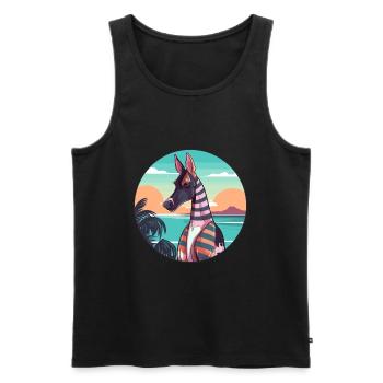 Okapi Watercolor Cartoon Kawaii Clipart Animal - Men's Premium Organic Tank Top - black - Front - AI Model Male 178 light (178cm)