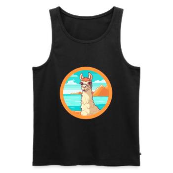 Lama Aquarell Cartoon Kawaii Clipart Tier - Männer Premium Bio Tank Top - Schwarz - Vorne - Michal (187cm)