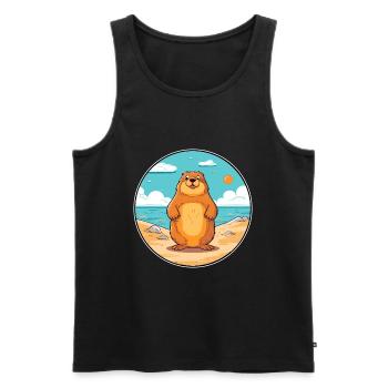 Murmeltier Aquarell Cartoon Kawaii Clipart Tier - Männer Premium Bio Tank Top - Schwarz - Vorne - Michal (187cm)
