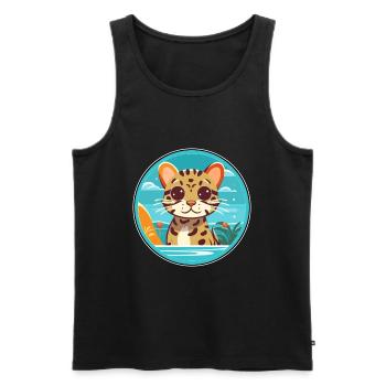 Ocelot Watercolor Cartoon Kawaii Clipart Animal - Men's Premium Organic Tank Top - black - Front - Michal (187cm)